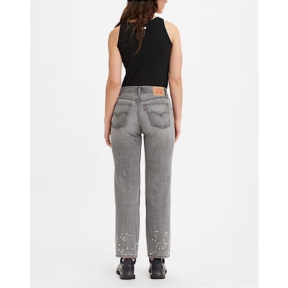 Levi’s low pro women’s jeans size 30 gray splatter detail straight denim new